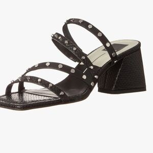 Dolce Vita Black Strappy Heels with Silver Accents B1